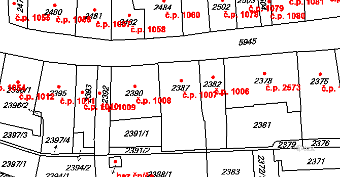 Jihlava 1007 na parcele st. 2387 v KÚ Jihlava, Katastrální mapa