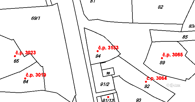 Boršov 3153, Kyjov na parcele st. 94 v KÚ Boršov u Kyjova, Katastrální mapa