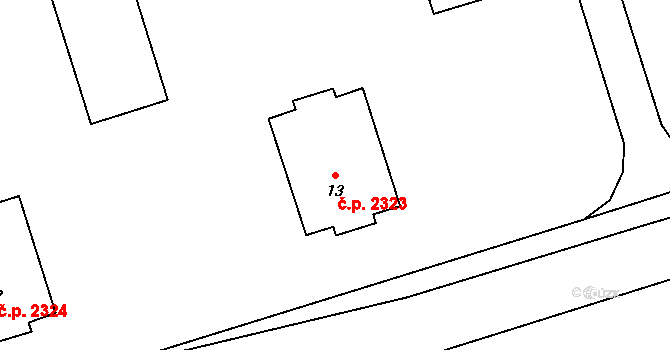 Kročehlavy 2323, Kladno na parcele st. 13 v KÚ Kročehlavy, Katastrální mapa