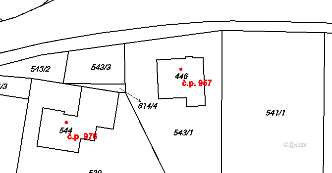 Všedobrovice 957, Kamenice na parcele st. 446 v KÚ Štiřín, Katastrální mapa
