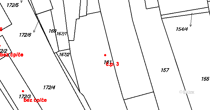 Dačice II 3, Dačice na parcele st. 161 v KÚ Dačice, Katastrální mapa