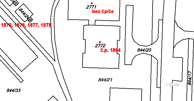 Blansko 1864 na parcele st. 2772 v KÚ Blansko, Katastrální mapa