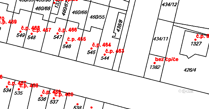 Libochovice 463 na parcele st. 544 v KÚ Libochovice, Katastrální mapa