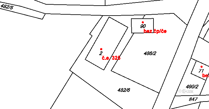 Řepčice 325, Třebušín na parcele st. 2 v KÚ Řepčice, Katastrální mapa
