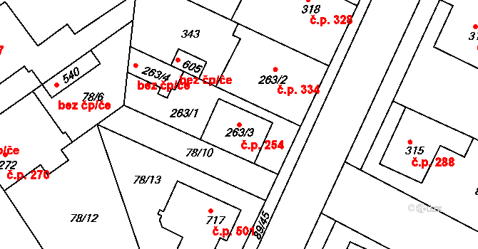 Litol 254, Lysá nad Labem na parcele st. 263/3 v KÚ Litol, Katastrální mapa