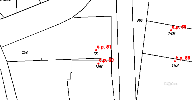 Svídnice 51, Dymokury na parcele st. 130 v KÚ Svídnice u Dymokur, Katastrální mapa
