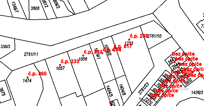 Chrudim III 234, Chrudim na parcele st. 1079/1 v KÚ Chrudim, Katastrální mapa