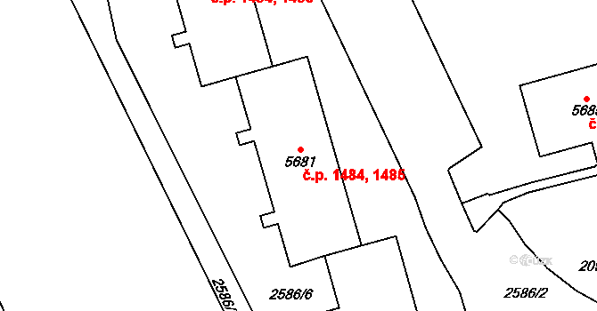 Cheb 1484,1485 na parcele st. 5681 v KÚ Cheb, Katastrální mapa