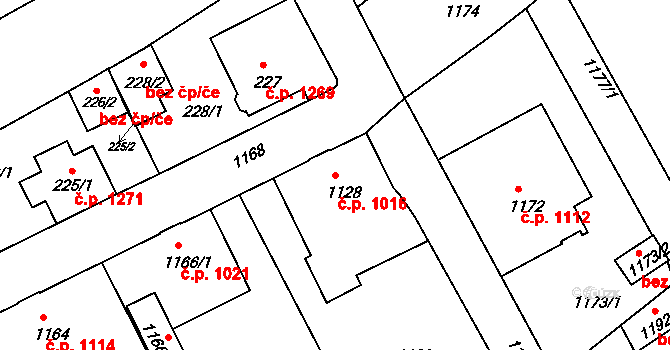 Rumburk 1 1016, Rumburk na parcele st. 1128 v KÚ Rumburk, Katastrální mapa