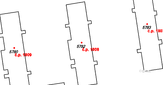 Vsetín 1808 na parcele st. 5782 v KÚ Vsetín, Katastrální mapa