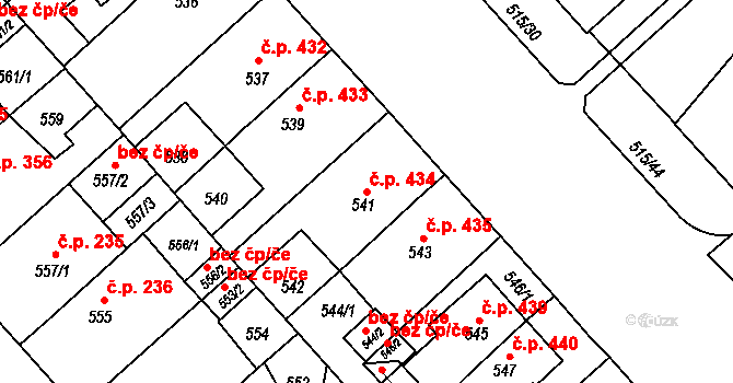 Doubravka 434, Plzeň na parcele st. 541 v KÚ Doubravka, Katastrální mapa