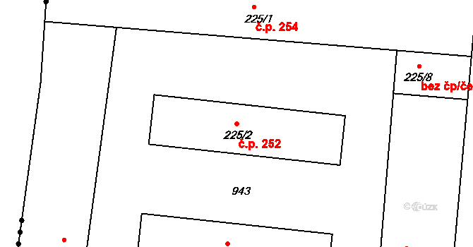 Dolní Chrastava 252, Chrastava na parcele st. 225/2 v KÚ Dolní Chrastava, Katastrální mapa