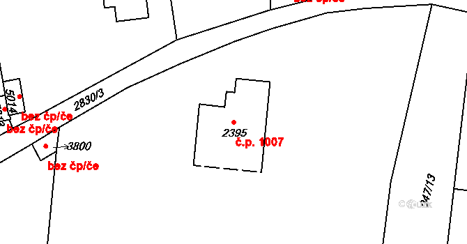 Plzeňské Předměstí 1007, Rokycany na parcele st. 2395 v KÚ Rokycany, Katastrální mapa