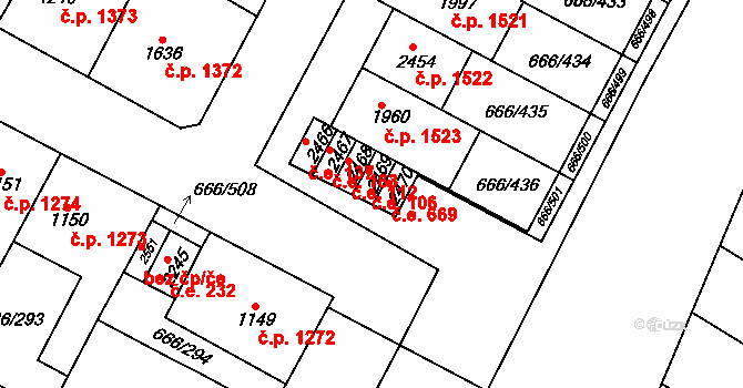 Veselí nad Moravou 106 na parcele st. 2469 v KÚ Veselí-Předměstí, Katastrální mapa