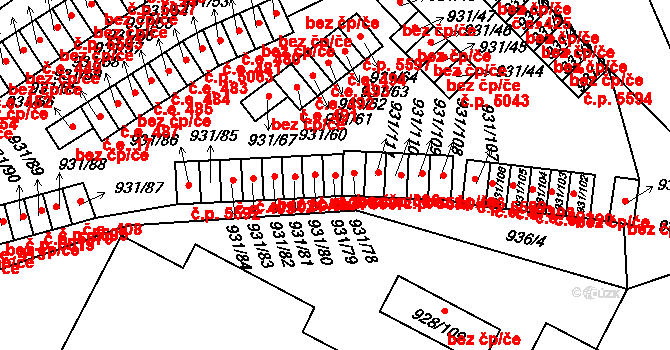 Louny 398 na parcele st. 931/79 v KÚ Louny, Katastrální mapa