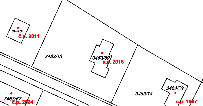 Kadaň 2015 na parcele st. 3463/69 v KÚ Kadaň, Katastrální mapa