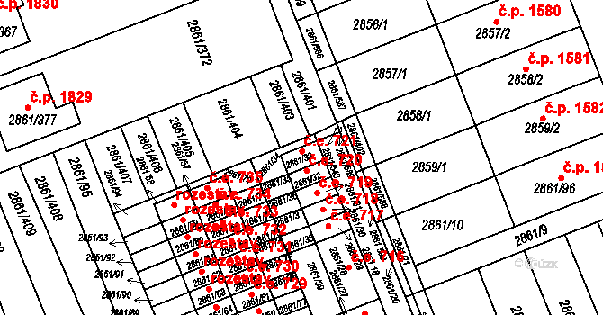 Strážnice 721 na parcele st. 2861/33 v KÚ Strážnice na Moravě, Katastrální mapa