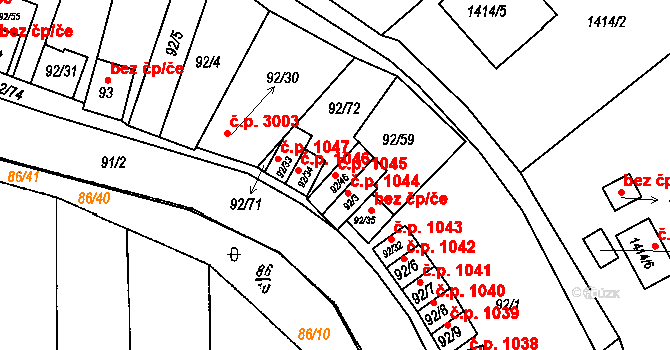 Dobšice 1045 na parcele st. 92/46 v KÚ Dobšice u Znojma, Katastrální mapa