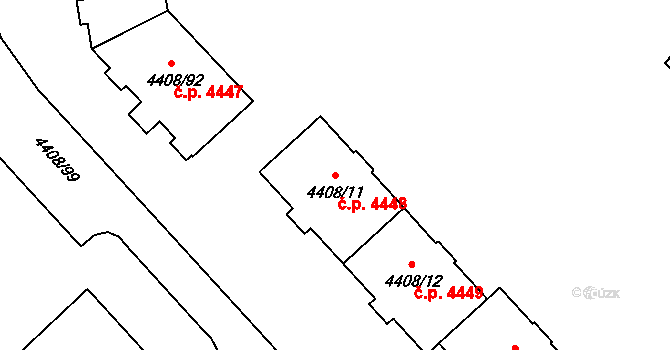 Poruba 4448, Ostrava na parcele st. 4408/11 v KÚ Poruba-sever, Katastrální mapa