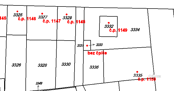 Krnov 39517632 na parcele st. 3333 v KÚ Krnov-Horní Předměstí, Katastrální mapa
