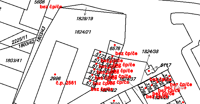 Písek 40002632 na parcele st. 5173 v KÚ Písek, Katastrální mapa