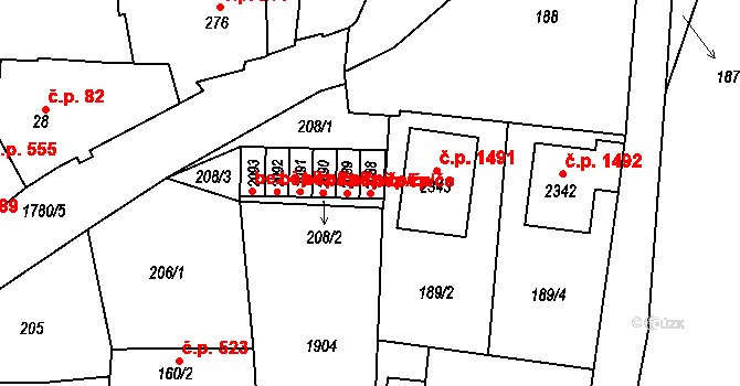 Přelouč 40436632 na parcele st. 2088 v KÚ Přelouč, Katastrální mapa