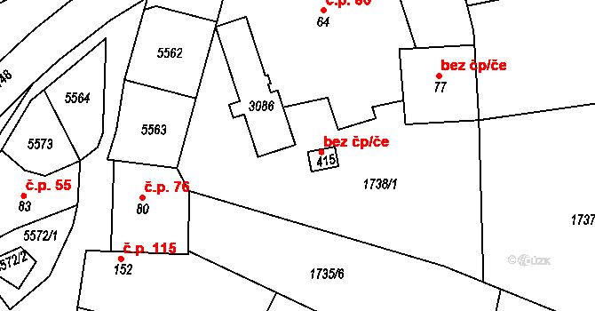 Nedachlebice 41802632 na parcele st. 415 v KÚ Nedachlebice, Katastrální mapa