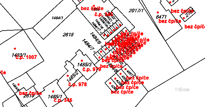 Třebíč 42739632 na parcele st. 1484/8 v KÚ Třebíč, Katastrální mapa