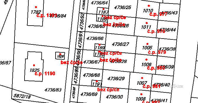 Hrušovany nad Jevišovkou 43468632 na parcele st. 1190 v KÚ Hrušovany nad Jevišovkou, Katastrální mapa