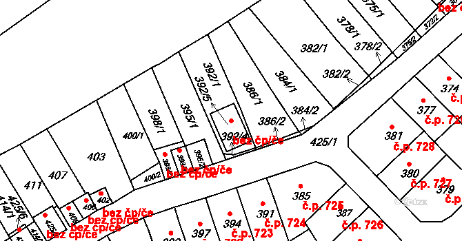 Brno 47895632 na parcele st. 392/5 v KÚ Slatina, Katastrální mapa