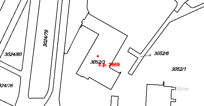 Louny 2969 na parcele st. 3052/3 v KÚ Louny, Katastrální mapa