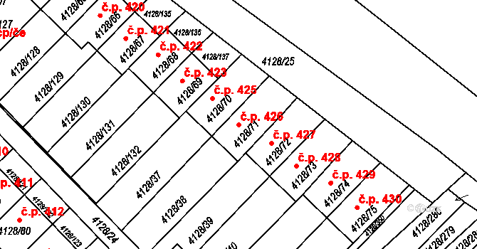 Choceňské Předměstí 426, Vysoké Mýto na parcele st. 4128/71 v KÚ Vysoké Mýto, Katastrální mapa