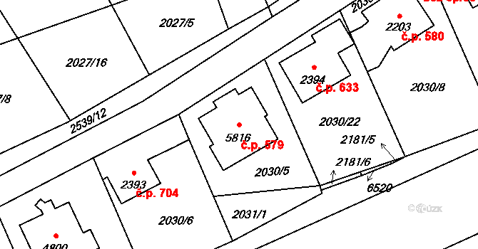 Beroun-Závodí 579, Beroun na parcele st. 5816 v KÚ Beroun, Katastrální mapa