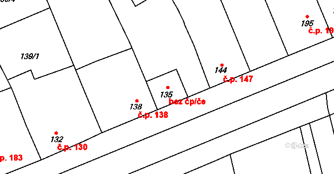 Rudná 6306632 na parcele st. 135 v KÚ Dušníky u Rudné, Katastrální mapa