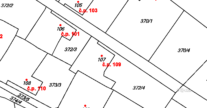 Rochlov 109 na parcele st. 107 v KÚ Rochlov, Katastrální mapa