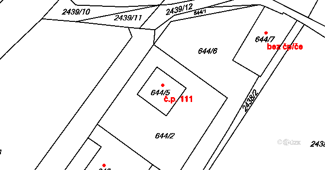 Tichá 111 na parcele st. 644/5 v KÚ Tichá na Moravě, Katastrální mapa