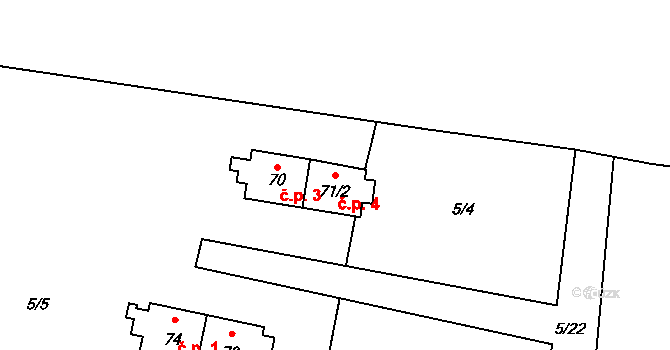 Hliniště 4, Strážný na parcele st. 71/2 v KÚ Hliniště, Katastrální mapa