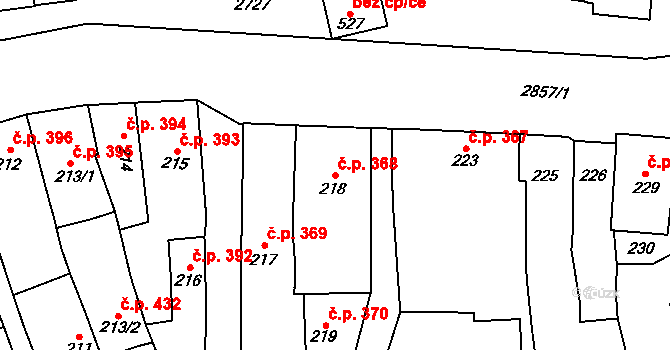 Dobruška 368 na parcele st. 218 v KÚ Dobruška, Katastrální mapa