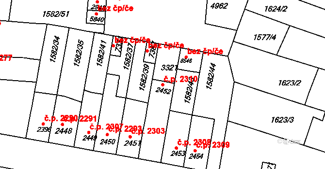 Kroměříž 2310 na parcele st. 2452 v KÚ Kroměříž, Katastrální mapa