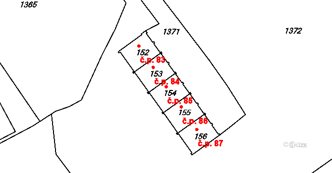 Klucké Chvalovice 85, Zbýšov na parcele st. 154 v KÚ Klucké Chvalovice, Katastrální mapa