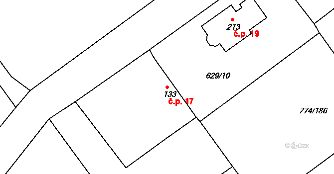 Borek 17, Horka I na parcele st. 133 v KÚ Horka u Žehušic, Katastrální mapa