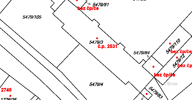 Jihlava 2531 na parcele st. 5479/3 v KÚ Jihlava, Katastrální mapa
