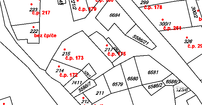 Archlebov 175 na parcele st. 217 v KÚ Archlebov, Katastrální mapa