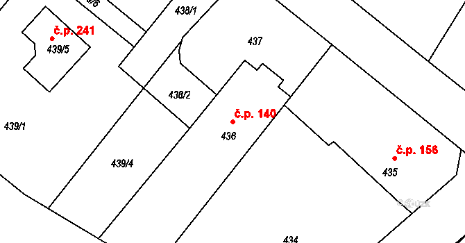 Větrný Jeníkov 140 na parcele st. 436 v KÚ Větrný Jeníkov, Katastrální mapa