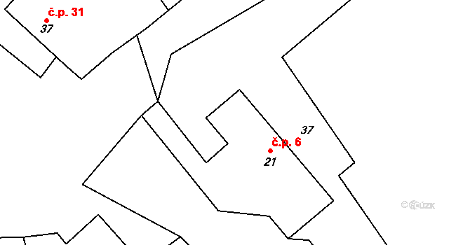Olešná 6, Načeradec na parcele st. 21 v KÚ Olešná u Načeradce, Katastrální mapa