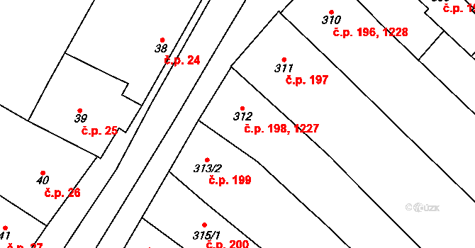 Mikulov 198,1227 na parcele st. 312 v KÚ Mikulov na Moravě, Katastrální mapa