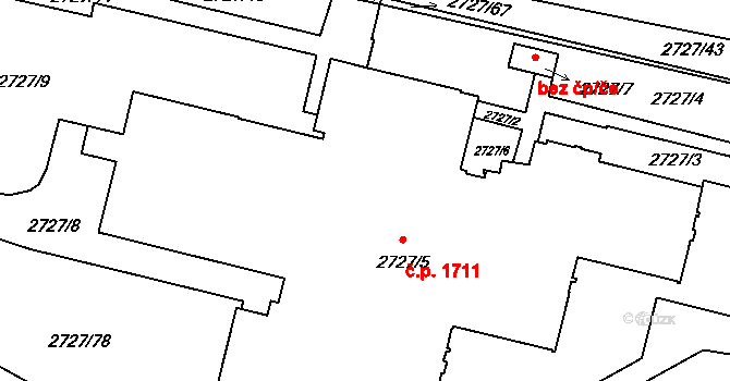 Tachov 1711 na parcele st. 2727/5 v KÚ Tachov, Katastrální mapa