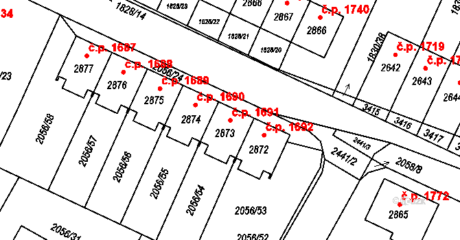 Hořice 1691 na parcele st. 2873 v KÚ Hořice v Podkrkonoší, Katastrální mapa