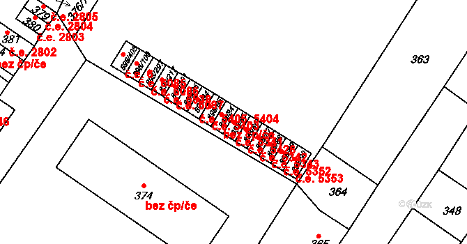 Všebořice 5341, Ústí nad Labem na parcele st. 898/85 v KÚ Všebořice, Katastrální mapa