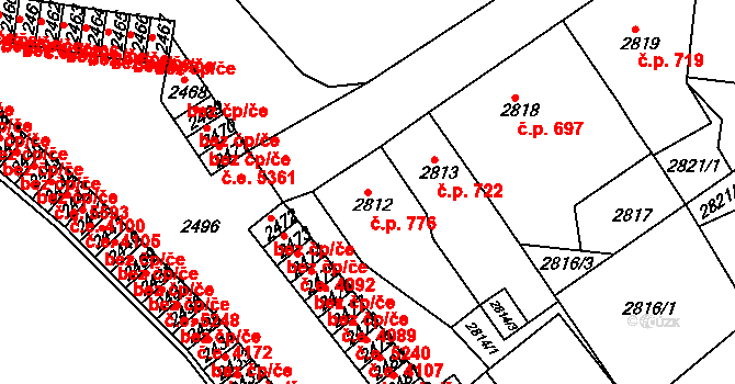 Střekov 776, Ústí nad Labem na parcele st. 2812 v KÚ Střekov, Katastrální mapa